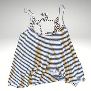 Full Tilt Black White Striped Tie Back Tank Top Size Medium Flowy Fit